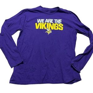 Minnesota Vikings Long Sleeve Graphic Tee Purple front back print Size XL NFL
